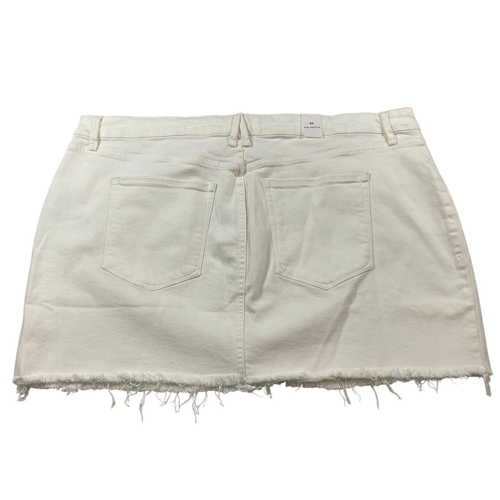 Good American White Denim Mini Skirt Raw Hem GWMSL92 Womens Size 20 NEW - Picture 3 of 11